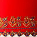 Floral Embroidered Border Polyester Fabric| Islands Fabric