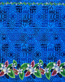 Tropical Flowers and Leaves Double Border Peachskin Fabric | Islands Fabric