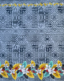 Tropical Flowers and Leaves Double Border Peachskin Fabric | Islands Fabric