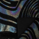 Sonic Swirl Embossed Foiled on Stretch Velvet Fabric | Blue Moon Fabrics