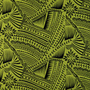 Traditional Polynesian Tattoo w/ Flower Flocking Fabric| Islands Fabric