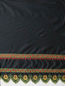 Single Anthurim Embroidered Border Polyester Fabric | Islands Fabric