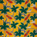 Large All Over Plumeria | Glitter Polyester Fabric Mustard