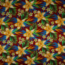 Hippeastrum Plumeria Birds of Paradise Palm leaves Fabric | Rayon