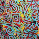 Traditional Polynesian Tribal Neon Tie-Dye Cotton Fabric | Islands Fabric