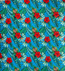 Hibiscus Plumeria Tropical Leaves All Over Design Cotton Fabric | Islands Fabric