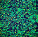 Traditional Polynesian Tattoo Hibiscus Plumeria Swirls Design Cotton Fabric | Islands Fabric