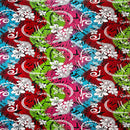 Multicolored Traditional Tattoo & Plumeria Design Polyester Fabric | Islands Fabric