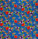 Hibiscus Palm Leaves Cluster All Over design Fabric  | Cotton