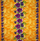 Triple Lily Border with tropical Flowers & Leaves Rayon Fabric | Islands Fabric