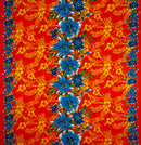 Triple Lily Border with tropical Flowers & Leaves Rayon Fabric | Islands Fabric