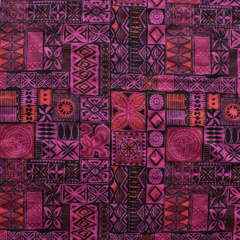 Traditional Polynesian Tapa design Polyester Fabric # 1 | Islands Fabr