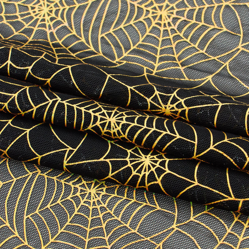 Spiderweb Foiled Mesh Spandex Fabric | Blue Moon Fabrics