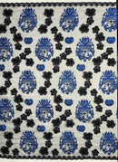 Black & Blue Black Hibiscus Flowers Tonga Seal Lace