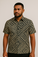 Traditional Polynesian Geometric design Fabric | Cotton Light Barkcloth