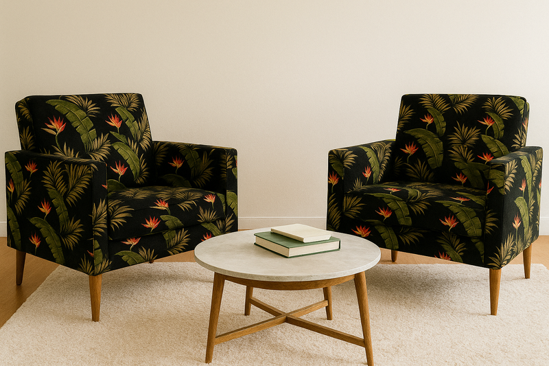 Birds of Paradise Palm Banana Leaf Upholstery Fabric | Islands Fabric