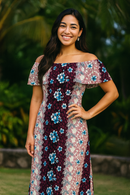 Plumeria Flowers & Leaves Parallel design Rayon Fabric | Islands Fabric