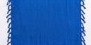 A vibrant blue solid-color sarong with fringed tassel edges on both short ends, laid flat against a white background.