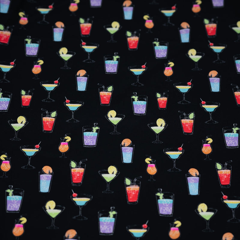 Cocktail Hour Printed Spandex Fabric | Blue Moon Fabrics