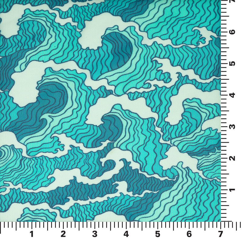 Crazy Waves Printed Power Mesh Fabric | Blue Moon Fabrics