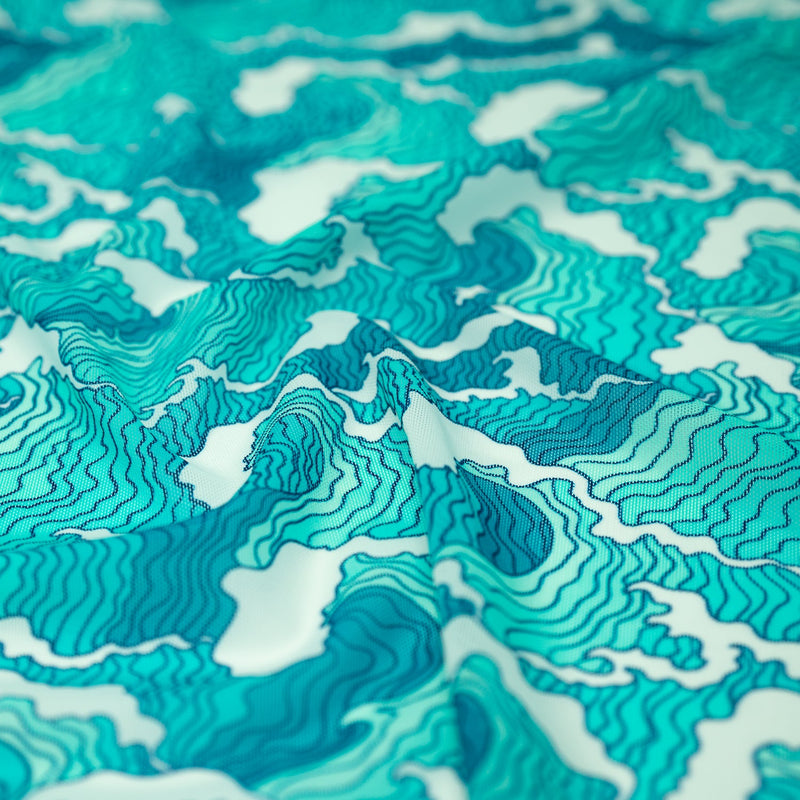 Crazy Waves Printed Power Mesh Fabric | Blue Moon Fabrics