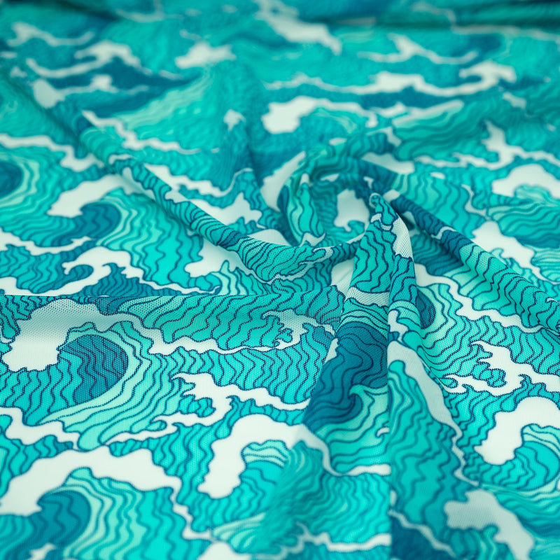 Crazy Waves Printed Power Mesh Fabric | Blue Moon Fabrics