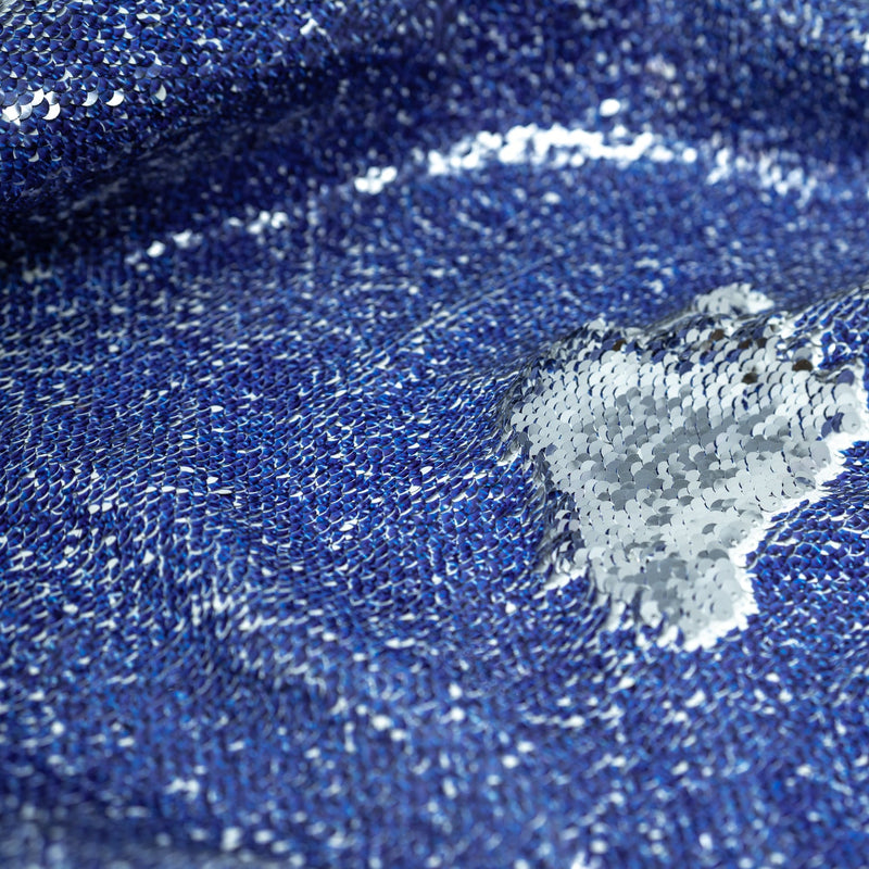 Denim Printed Flip Sequin on Spandex Fabric | Blue Moon Fabrics