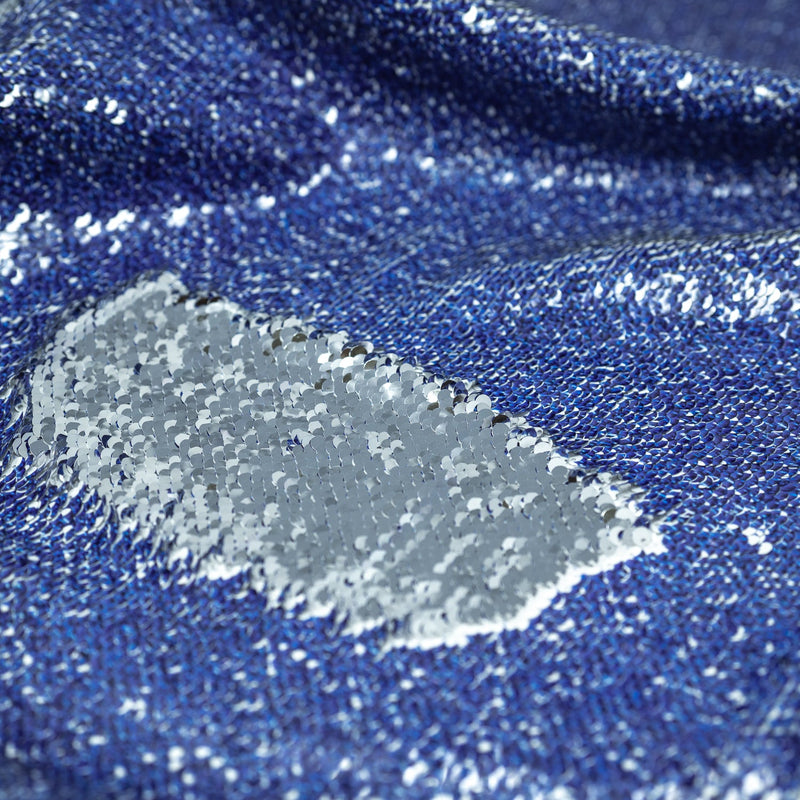 Denim Printed Flip Sequin on Spandex Fabric | Blue Moon Fabrics