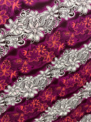 Plum color Diagonal Tiare Lei Polyester Fabric