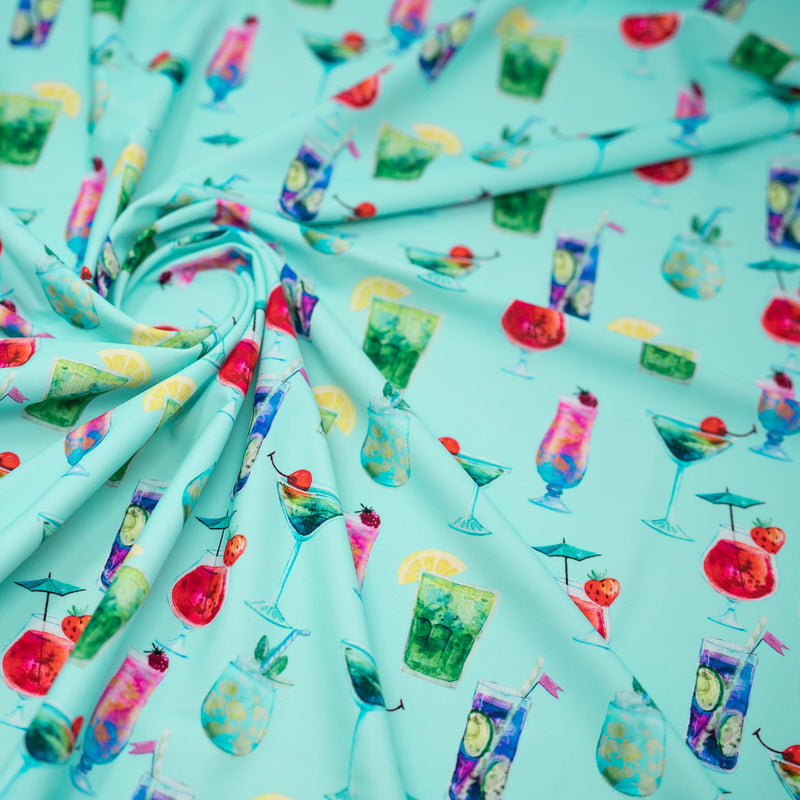 Drink Me Printed Spandex Fabric | Blue Moon Fabrics