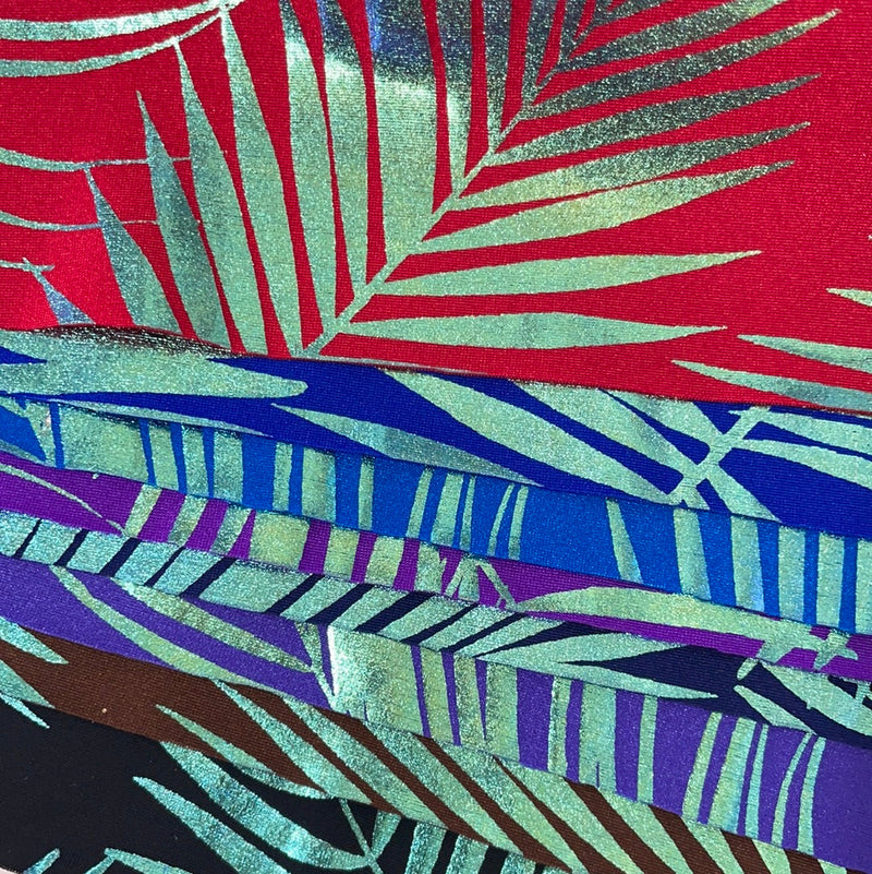 Electric Palm Foil Printed Spandex Fabric | Blue Moon Fabrics