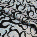 Flame Flocked Hologram Spandex Fabric | Blue Moon Fabrics