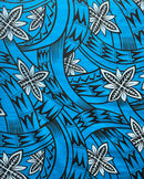 Bright Azure Floral Traditional Polynesian Tattoo Background Poly Cotton Fabric