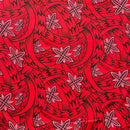 Flame Scarlet Floral Traditional Polynesian Tattoo Background Poly Cotton Fabric