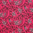 Hot Pink Floral Traditional Polynesian Tattoo Background Poly Cotton Fabric