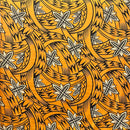 Mango Orange Floral Traditional Polynesian Tattoo Background Poly Cotton Fabric