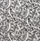 White Floral Traditional Polynesian Tattoo Background Poly Cotton Fabric