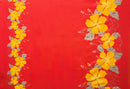 Orange Yellow Hibiscus Double Border Polyester Fabric