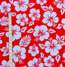 1st measurement of Hibiscus Flower Polyester Fabric