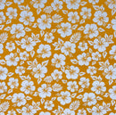 Yellow colored Hibiscus Flower Polyester Fabric