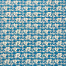 Deep Sky Blue Hibiscus Palaka Cotton Fabric