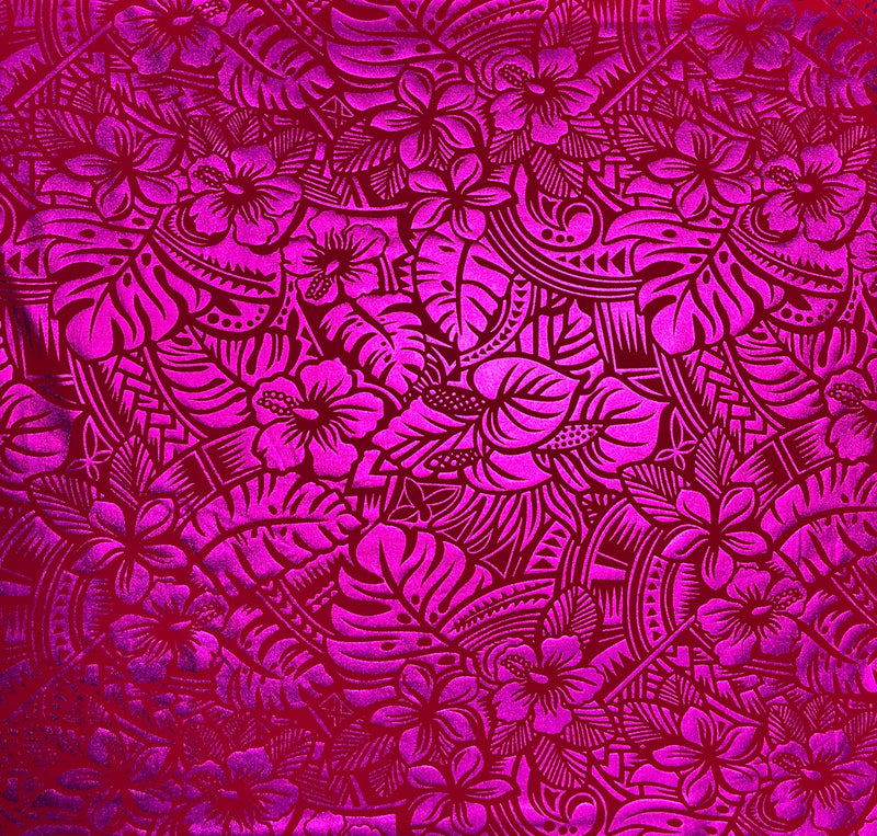 anthurium fabric Hibiscus Plumeria Tiare Monstera,Musa Acuminata, Anthurium leaves Printed  Polyester Foil Fabric