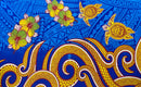 Royal colored Hibiscus Turtles Waves Polyester Sarong