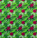 Hibiscus Plumeria Tropical Leaves All Over Design Cotton Fabric | Islands Fabric
