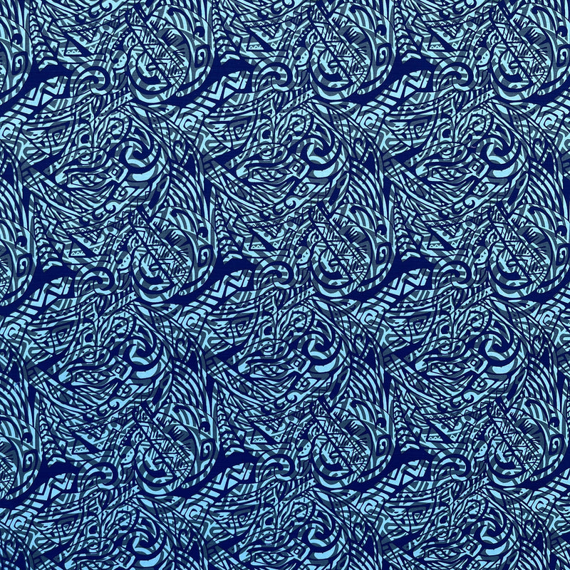 Traditional Polynesian Tattoo Swirl design Cotton Light Barkcloth Fabric | Islands Fabric