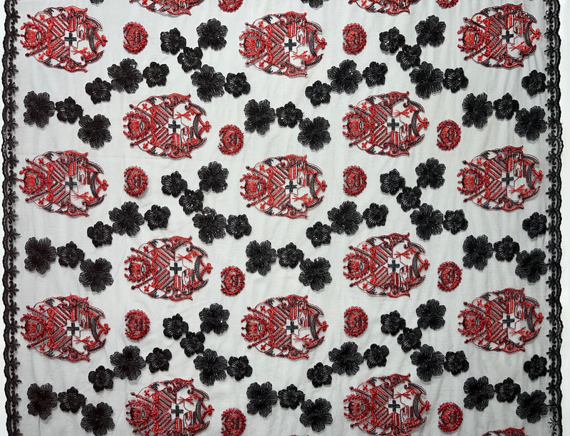 Black Hibiscus Tonga Seal Lace | Islands Fabric