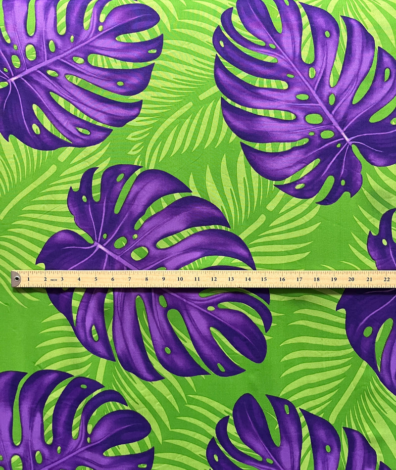 Monstera Dypsis Lutescens Leaves Peachskin Fabric | Islands Fabric