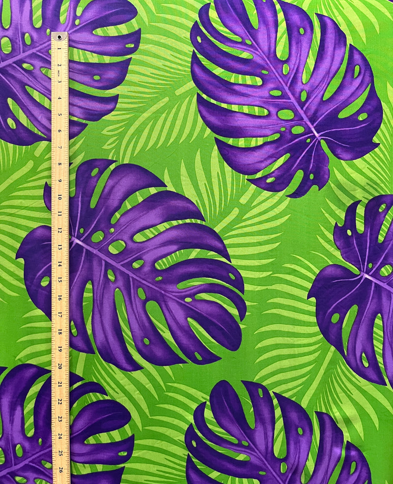 Monstera Dypsis Lutescens Leaves Peachskin Fabric | Islands Fabric