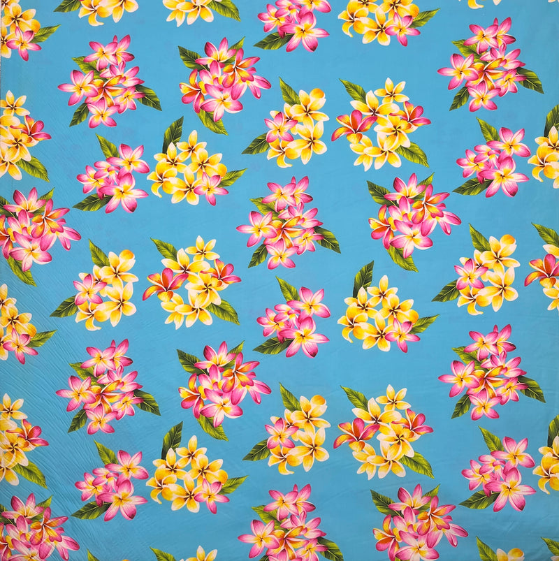 Plumeria Clusters Poly Cotton Fabric | Islands Fabric