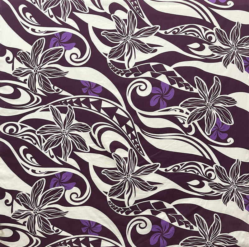 Hawaiian Gardenia waves Traditional Tattoo Fabric | Poly Cotton